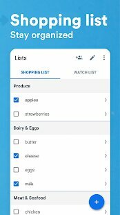 Списък за пазаруване на приложението Flipp.