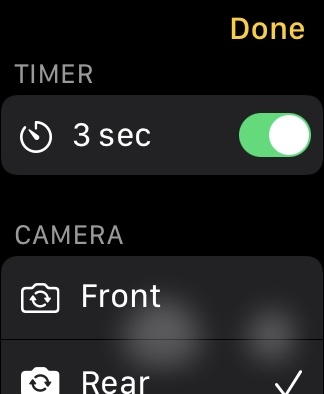 Apple Watch Camera Remote med timer.
