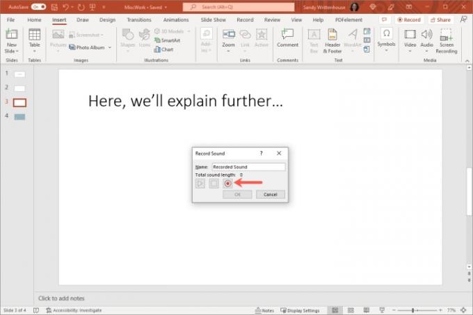 como adicionar o botão de gravação do Windows do PowerPoint de áudio