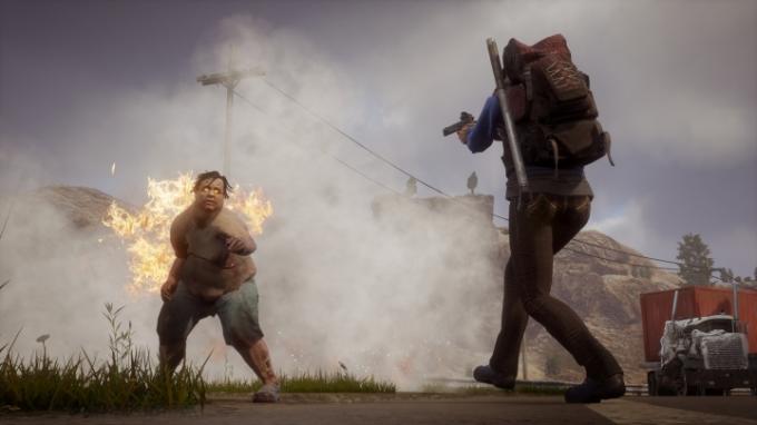 State of Decay 2-Gameplay mit schießenden Zombies.