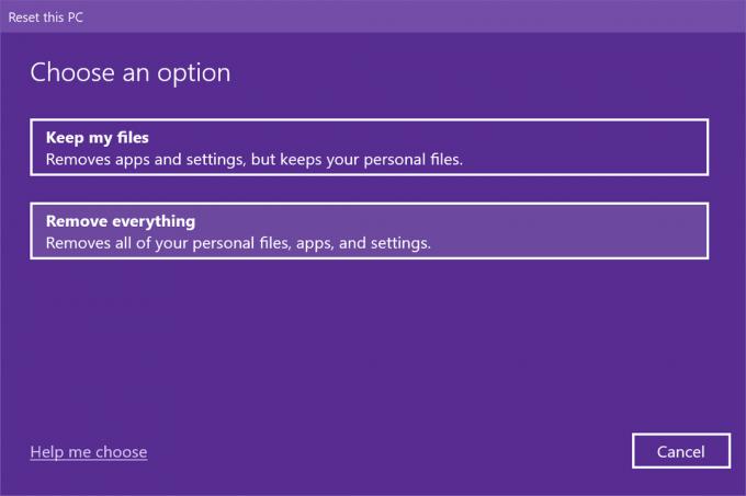 Επιλογή κατάργησης όλων των Windows 10.