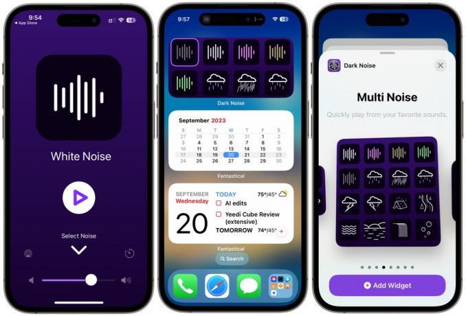 Dark Noise interaktive widgets på iPhone