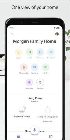 Det aktuelle design af Google Home-appen på en Android-enhed.