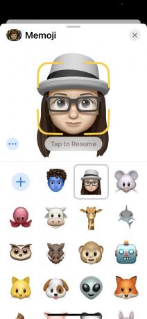 Opret en ny Memoji indramme dit ansigt.