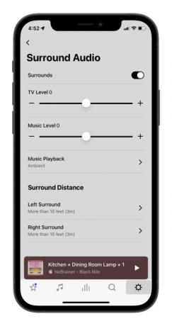 Inställningsskärmen för Sonos Ray-surroundhögtalare i Sonos-appen.