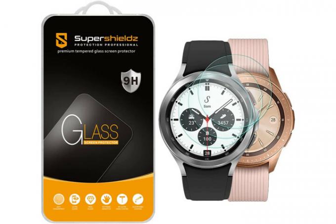 Supershieldz 強化ガラススクリーンプロテクター Samsung Galaxy Watch 4 Classic 用。