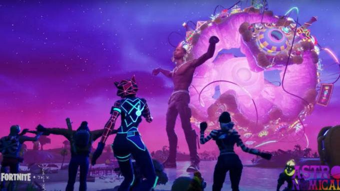 O captură de ecran a concertului lui Travis Scott în Fortnite.