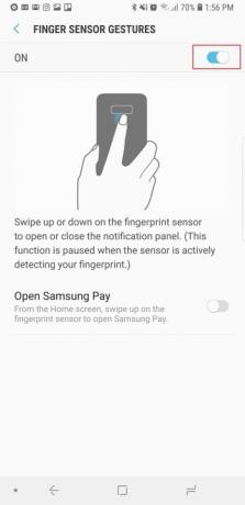 Samsung Galaxy Note 9: Einstellungen für Fingersensorgesten