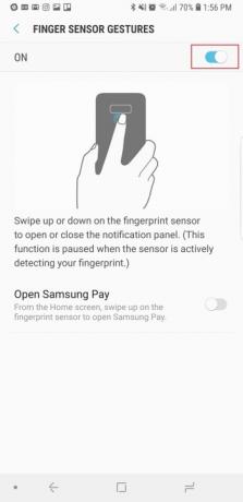 samsung galaxy note 9 inställningar fingersensorgester