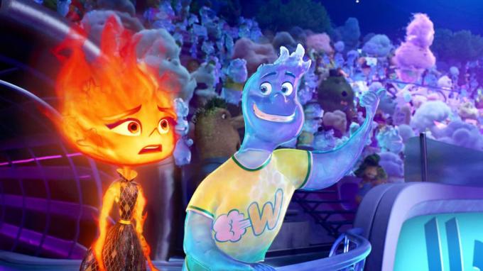 Ембер і Вейд у фільмі Pixar Elemental.
