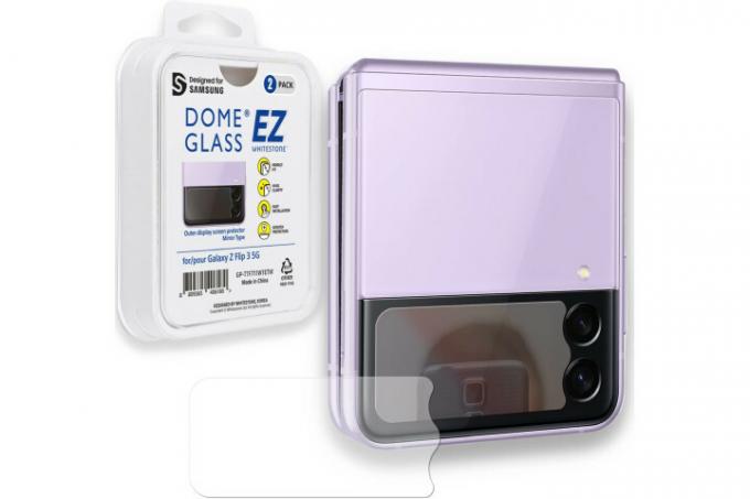 Стъклен протектор Whitestone Dome EZ на външния дисплей на Samsung Galaxy Z Flip 3.