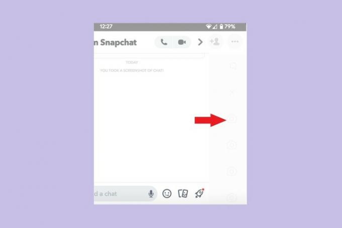 Android デバイス上で半分スワイプした Snapchat チャット メッセージ。