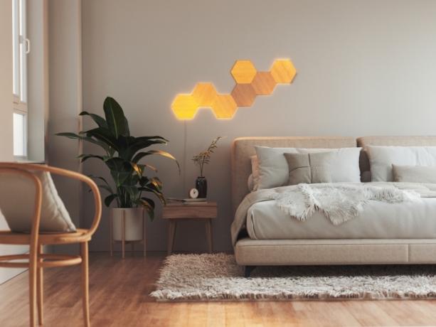 Elementele Nanoleaf sunt o piesă decorativă de iluminat concepută pentru a evoca o pădure naturală. 