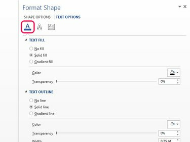 Use Text Fill and Outline para alterar a cor e o tipo de preenchimento.