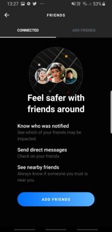 Screenshot della schermata Aggiungi amici sull'app Citizen