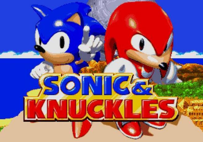 Sonic és Knuckles a Sonic & Knuckles logó előtt állnak.