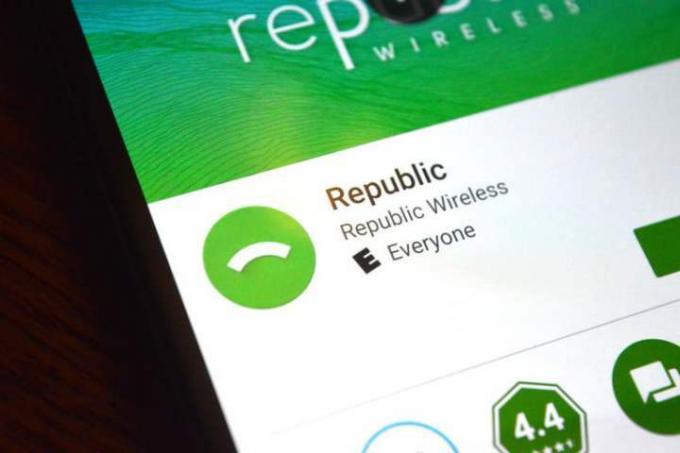 Sitio de Republic Wireless en la pantalla del teléfono inteligente.