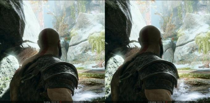 God of War PC의 업스케일링 비교.