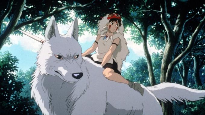 もののけ姫でオオカミに乗るサン。