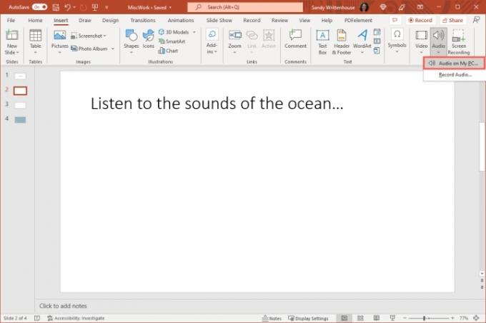 كيفية إضافة نوافذ Powerpoint الصوتية على جهاز الكمبيوتر