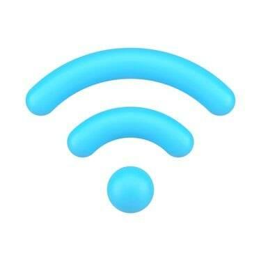 Mėlyna wifi ženklo 3d piktograma. Skaitmeninės ir internetinės aprėpties viešosios interneto prieigos taškas