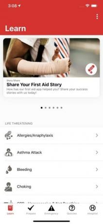 Screenshot van de EHBO-app waarin u uw EHBO-verhaal deelt