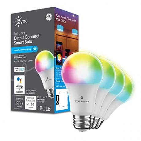 Becuri LED inteligente GE Lighting CYNC, schimbarea culorii, compatibil Bluetooth și Wi-Fi, compatibile cu Alexa și Google Assistant, becuri A19 (pachet de 4)