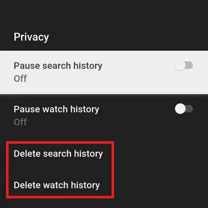 Exclua o histórico de pesquisa e exibição no YouTube TV.