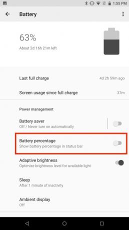 Razer Phone 2 instellingen batterijpercentage