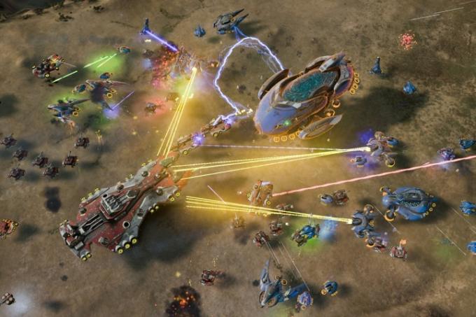 Een slagveld in Ashes of the Singularity.