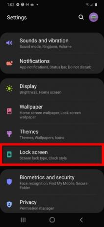 Typ zámku obrazovky Samsung Android 10