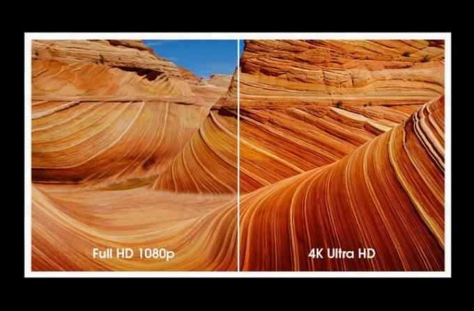 Uma comparação lado a lado da resolução 1080p x 4K.
