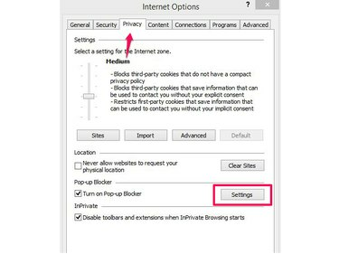 Cómo cambiar la configuración del bloqueador de ventanas emergentes.