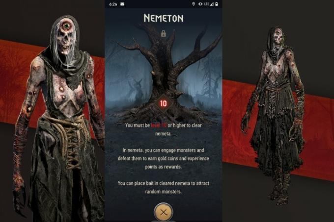 Trebuie să fii nivelul 10 pentru a accesa Nemetonul în ecranul Witcher Monster Slayer.