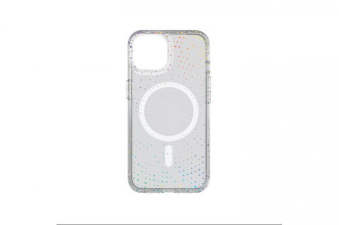 Tech21 Evo Sparkle iPhone 14 用 MagSafe ケースは、カラフルな輝きを備えたクリアです。 