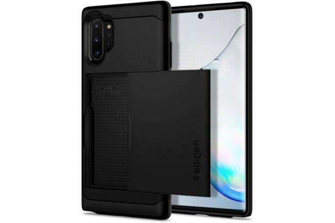 Coque Spigen Slim Armor CS noire sur Samsung Galaxy Note 10 Plus.