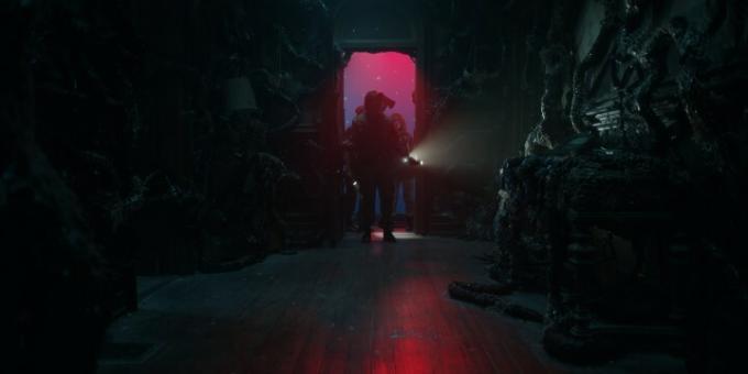Una toma de VFX del interior de una casa espeluznante de la temporada 4 de Stranger Things.