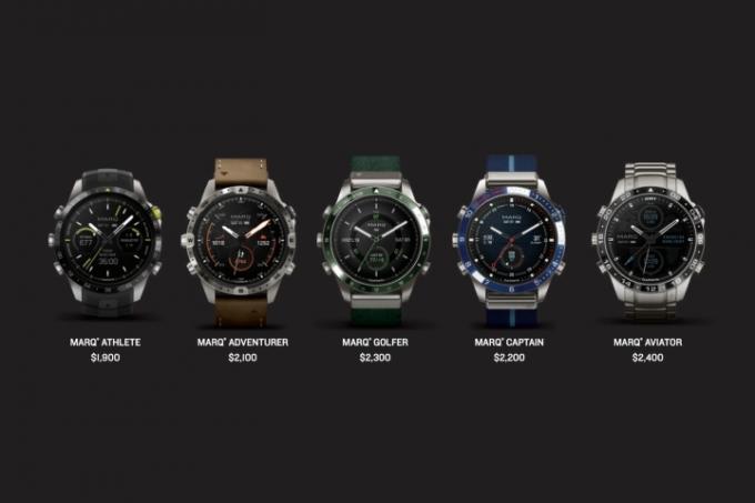 Garmins udvalg af 2. generations Marq smartwatches.