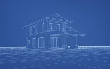 Wireframe 3D-rendering av huset