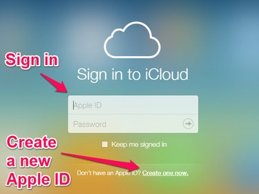 Přihlaste se na iCloud nebo si vytvořte nové Apple ID.