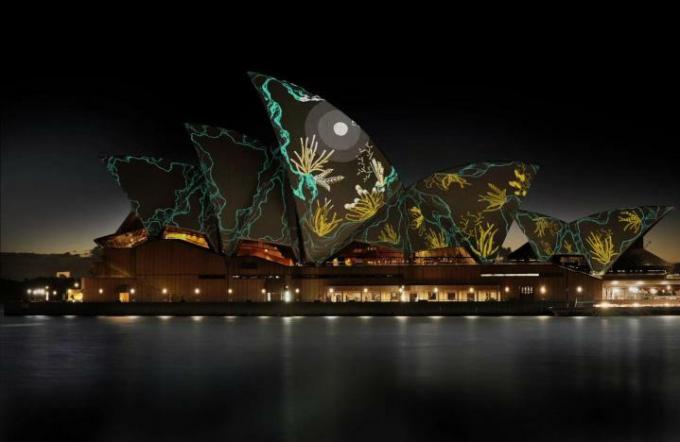 sydneyjska operna hiša projekcija preslikava razpršenost