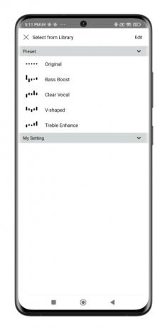 A-T Connect-app met de equalizer-presets.