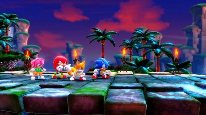 Sonic, Amy, Tails og Knuckles står klare til å kjempe i Sonic Superstars.