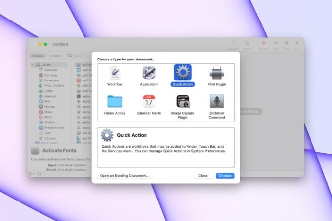 So verwenden Sie Schnellaktionen für die Mac-Automator-Aktion