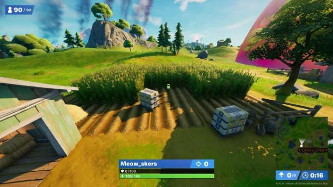 Ubicación de la botella de color Corny Crops en Fortnite. 