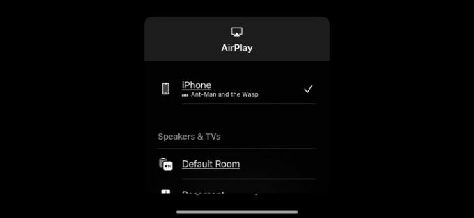 Opcja wideo AirPlay w aplikacji Disney+ na iOS.