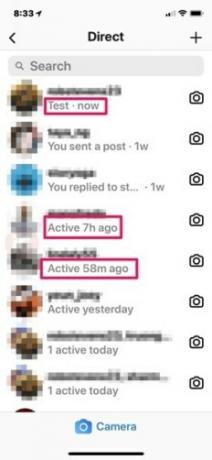 Status de atividade do Instagram
