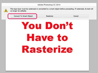 Photoshop le solicita que Rasterice o convierta en objeto inteligente antes de aplicar un filtro.
