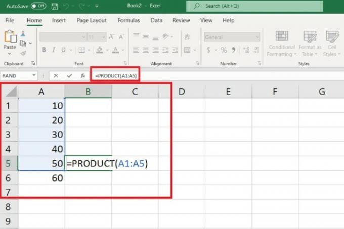 hvordan man multiplicerer i excel-multiplikationsområder