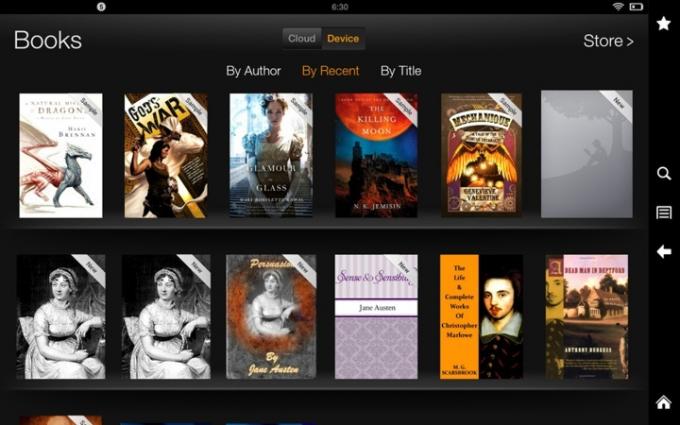 Kindle Fire HD 8.9 capture d'écran livres sur l'appareil